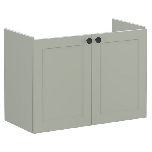 VitrA Root Classic 80cm 2 Door Wall Hung Slim Washbasin Unit | Matt Retro Green | 68404 - Envy Bathrooms Ltd