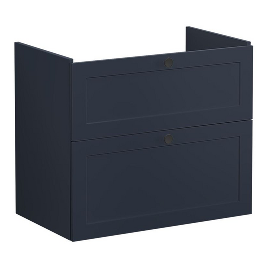 VitrA Root Classic 80cm 2 Drawer Washbasin Unit | Matt Dark Blue | 68480 - Envy Bathrooms Ltd