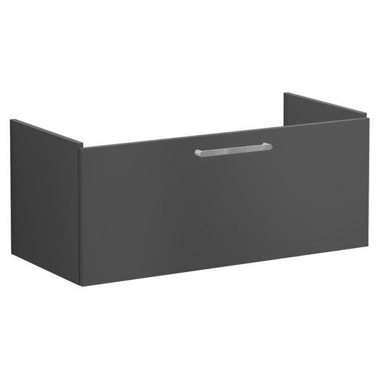VitrA Root Flat 100cm 1 Drawer Washbasin Unit | Matt Storm Grey | 67937 - Envy Bathrooms Ltd