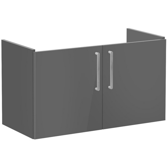 VitrA Root Flat 100cm 2 Door Washbasin Unit | Anthracite High Gloss | 67894 - Envy Bathrooms Ltd