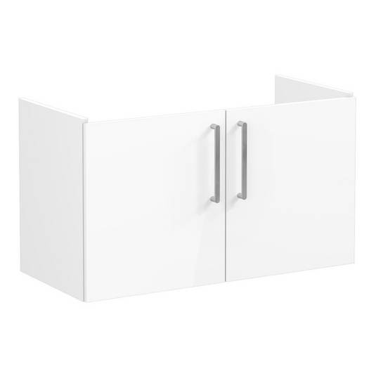 VitrA Root Flat 100cm 2 Door Washbasin Unit | High Gloss White | 67892 - Envy Bathrooms Ltd