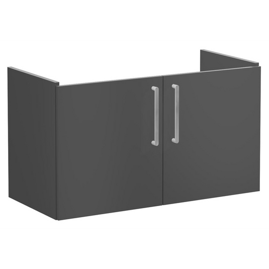 VitrA Root Flat 100cm 2 Door Washbasin Unit | Matt Storm Grey | 67897 - Envy Bathrooms Ltd