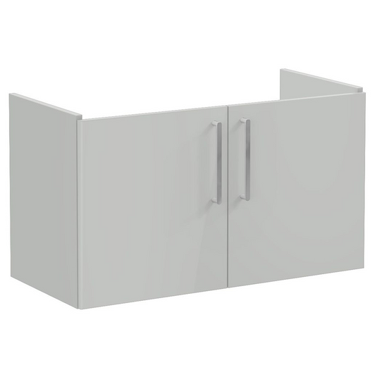 VitrA Root Flat 100cm 2 Door Washbasin Unit | Shiny Pearl Grey | 67893 - Envy Bathrooms Ltd