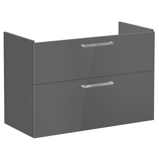 VitrA Root Flat 100cm 2 Drawer Washbasin Unit | Anthracite High Gloss | 67964 - Envy Bathrooms Ltd