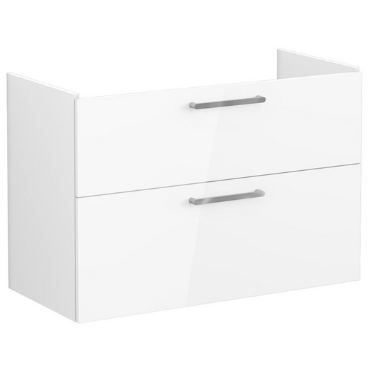 VitrA Root Flat 100cm 2 Drawer Washbasin Unit | High Gloss White | 67962 - Envy Bathrooms Ltd