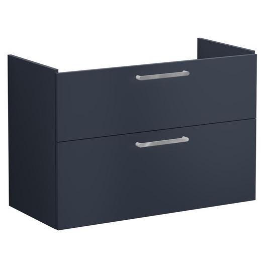 VitrA Root Flat 100cm 2 Drawer Washbasin Unit | Matt Dark Blue | 67968 - Envy Bathrooms Ltd