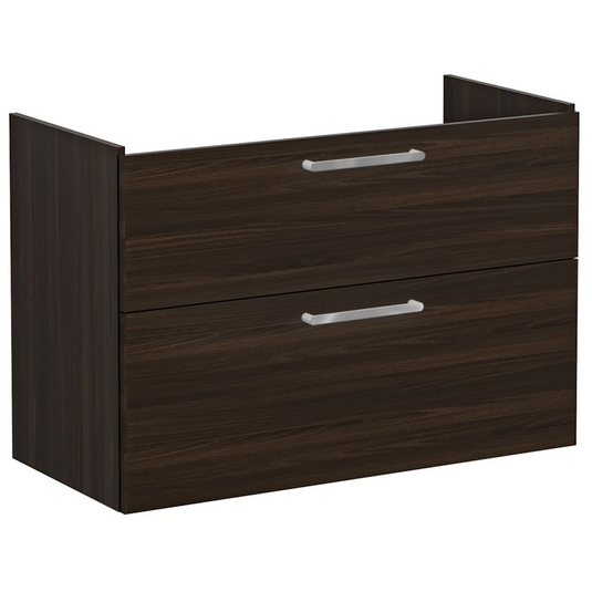 VitrA Root Flat 100cm 2 Drawer Washbasin Unit | Walnut | 67970 - Envy Bathrooms Ltd
