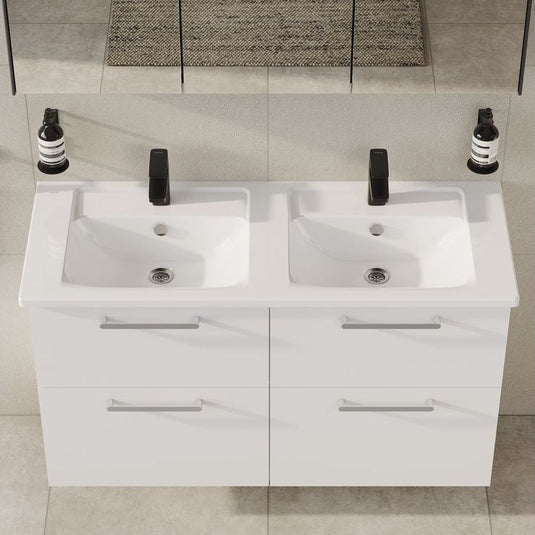 VitrA Root Flat 120cm 4 Drawer Washbasin Unit | High Gloss White | 67992 - Envy Bathrooms Ltd