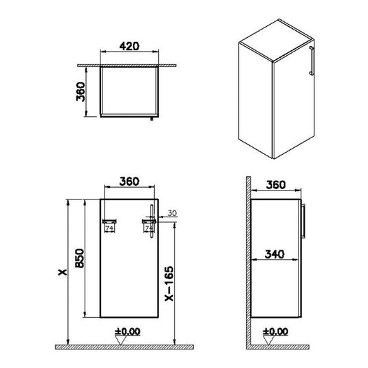 VitrA Root Flat 40cm 1 Door Lower/Base Unit (LH Hinge) | Bright Sahara Beige | 66490 - Envy Bathrooms Ltd