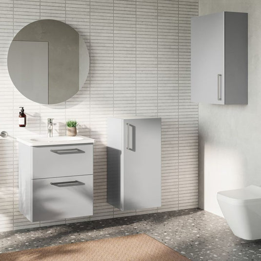 VitrA Root Flat 40cm 1 Door Lower/Base Unit (RH Hinge) | Shiny Pearl Grey | 66485 - Envy Bathrooms Ltd
