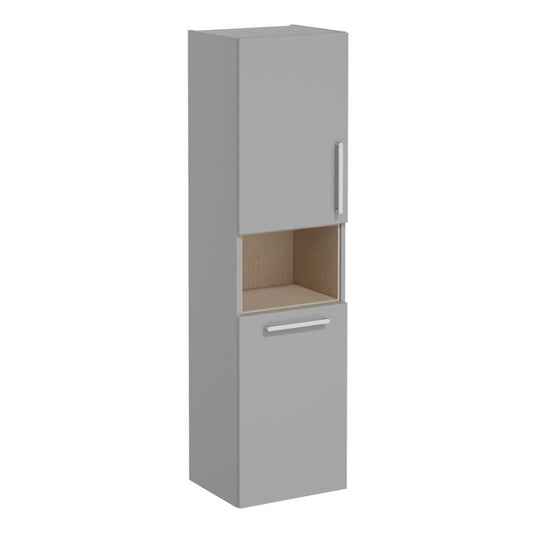 VitrA Root Flat 40cm 2 Door Semi-Tall Unit With Laundry Basket (LH Hinge) | Matt Rock Grey | 68006 - Envy Bathrooms Ltd