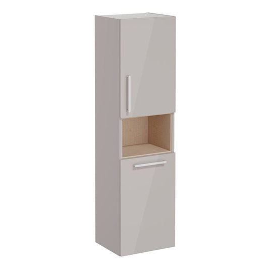VitrA Root Flat 40cm 2 Door Semi-Tall Unit With Laundry Basket (RH Hinge) | Bright Sahara Beige | 66232 - Envy Bathrooms Ltd
