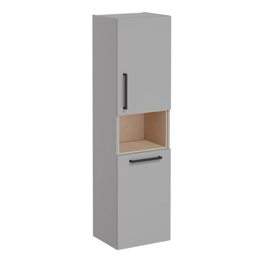 VitrA Root Flat 40cm 2 Door Semi-Tall Unit With Laundry Basket (RH Hinge) | Matt Rock Grey | 68010 - Envy Bathrooms Ltd