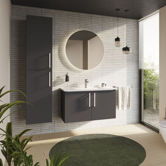 VitrA Root Flat 40cm 2 Door Tall Unit (LH Hinge) | Matt Storm Grey | 68003 - Envy Bathrooms Ltd