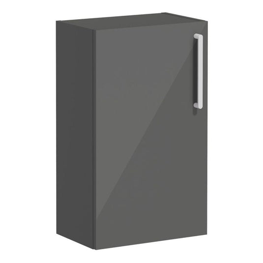 VitrA Root Flat 40cm 1 Door Slim Lower/Base Unit (LH Hinge) | Anthracite High Gloss | 66218 - Envy Bathrooms Ltd