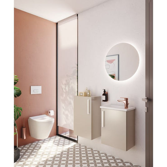 VitrA Root Flat 40cm 1 Door Slim Lower/Base Unit (LH Hinge) | Bright Sahara Beige | 66220 - Envy Bathrooms Ltd