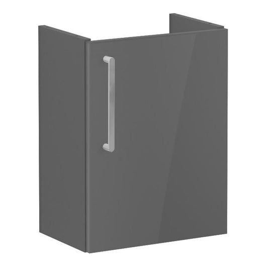 VitrA Root Flat 40cm 1 Door Wall Hung Slim Washbasin Unit (RH Hinge) | Anthracite High Gloss | 67824 - Envy Bathrooms Ltd