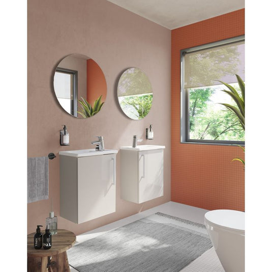 VitrA Root Flat 40cm 1 Door Wall Hung Slim Washbasin Unit (RH Hinge) | Bright Sahara Beige | 67825 - Envy Bathrooms Ltd