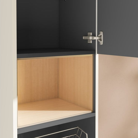 VitrA Root Flat 40cm 2 Door Semi-Tall Unit With Laundry Basket (RH Hinge) | High Gloss White | 66231 - Envy Bathrooms Ltd