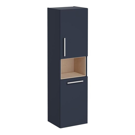 VitrA Root Flat 40cm 2 Door Semi-Tall Unit w/Laundry Basket (RH Hinge) | Matt Dark Blue | 68012 - Envy Bathrooms Ltd