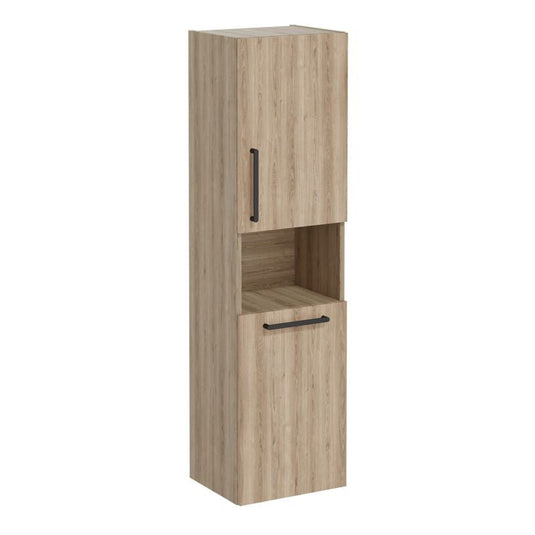 VitrA Root Flat 40cm 2 Door Semi-Tall Unit With Laundry Basket (RH Hinge) | Natural Oak | 66229 - Envy Bathrooms Ltd