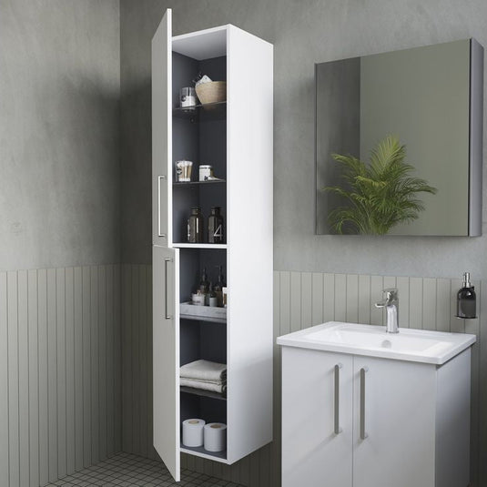 VitrA Root Flat 40cm 2 Door Tall Unit (LH Hinge) | High Gloss White | 66225 - Envy Bathrooms Ltd