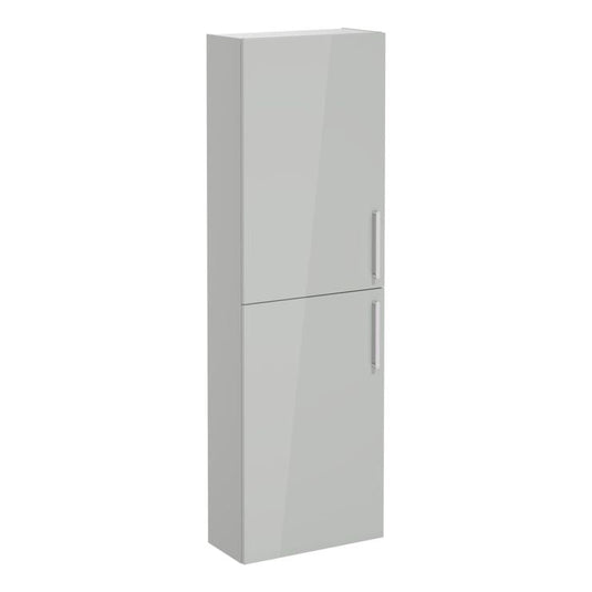 VitrA Root Flat 55cm 2 Door Slim Tall Unit (LH Hinge) | Shiny Pearl Grey | 66245 - Envy Bathrooms Ltd