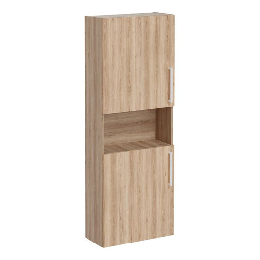 VitrA Root Flat 55cm 2 Door Semi-Tall Unit (LH Hinge) | Natural Oak | 66247 - Envy Bathrooms Ltd