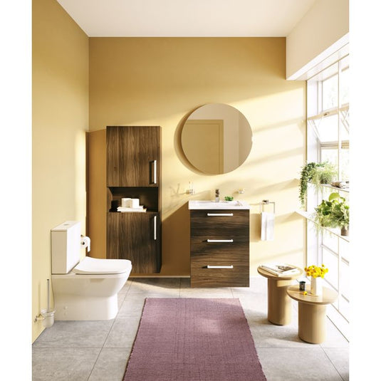 VitrA Root Flat 55cm 2 Door Semi-Tall Unit (LH Hinge) | Walnut | 66246 - Envy Bathrooms Ltd