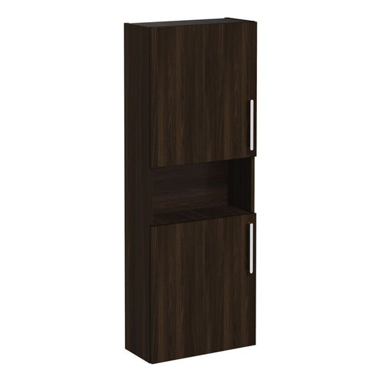 VitrA Root Flat 55cm 2 Door Semi-Tall Unit (LH Hinge) | Walnut | 66246 - Envy Bathrooms Ltd