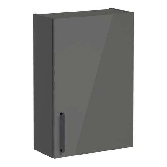 VitrA Root Flat 60cm 1 Door Upper/Wall Unit (RH Hinge) | Anthracite High Gloss | 66506 - Envy Bathrooms Ltd