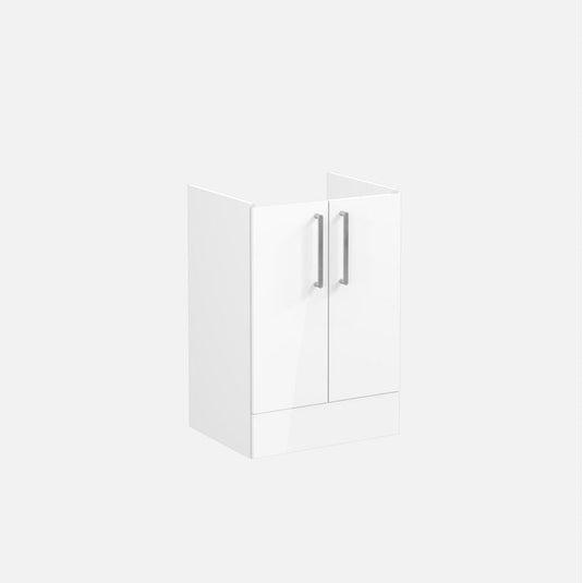 VitrA Root Flat 60cm 2 Door Floor Standing Washbasin Unit | High Gloss White | 67902 - Envy Bathrooms Ltd