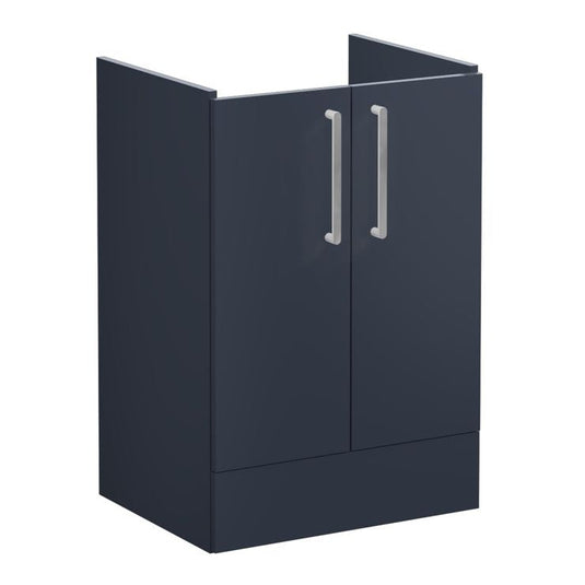 VitrA Root Flat 60cm 2 Door Floor Standing Washbasin Unit | Matt Dark Blue | 67908 - Envy Bathrooms Ltd