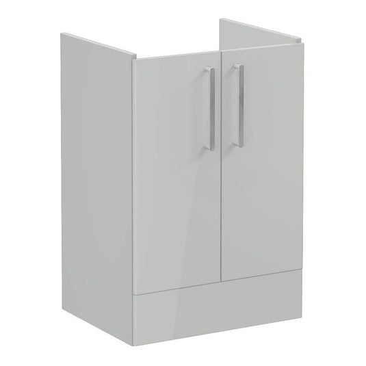 VitrA Root Flat 60cm 2 Door Floor Standing Washbasin Unit | Shiny Pearl Grey | 67903 - Envy Bathrooms Ltd