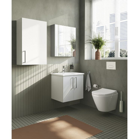 VitrA Root Flat 60cm 2 Door Wall Hung Washbasin Unit | High Gloss White | 67872 - Envy Bathrooms Ltd
