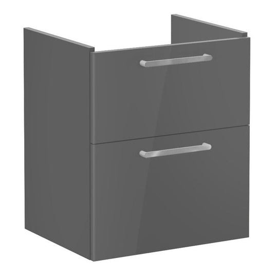 VitrA Root Flat 60cm 2 Drawer Washbasin Unit | Anthracite High Gloss | 67944 - Envy Bathrooms Ltd