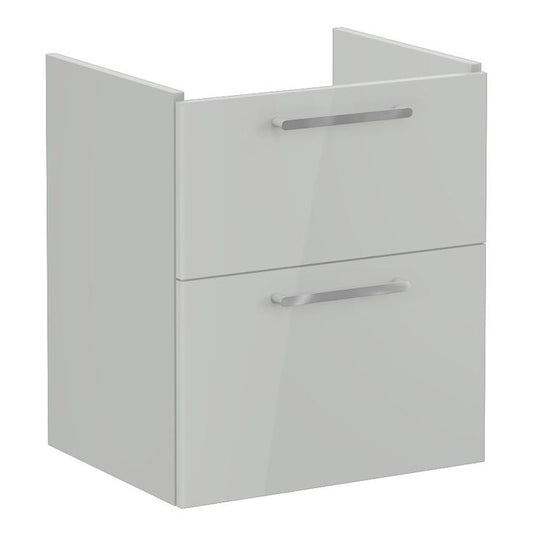 VitrA Root Flat 60cm 2 Drawer Slim Washbasin Unit | Shiny Pearl Grey | 67853 - Envy Bathrooms Ltd