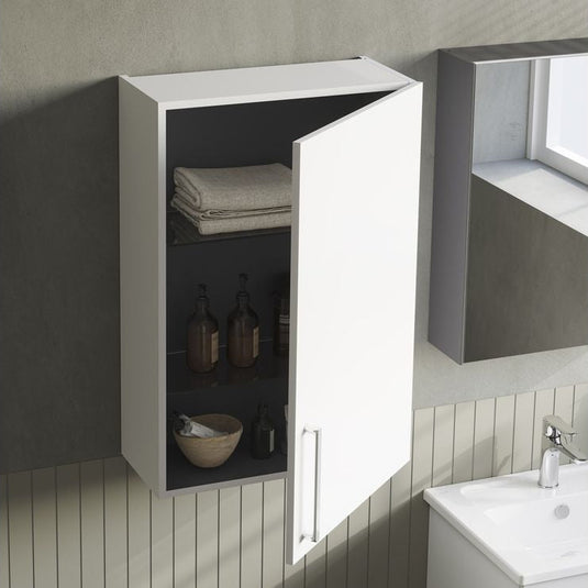 VitrA Root Flat 60cm 1 Door Upper/Wall Unit (RH Hinge) | High Gloss White | 66507 - Envy Bathrooms Ltd
