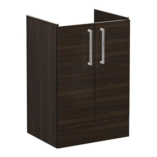VitrA Root Flat 60cm 2 Door Floor Standing Washbasin Unit | Walnut | 67910 - Envy Bathrooms Ltd