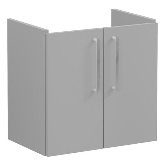 VitrA Root Flat 60cm 2 Door Wall Hung Slim Washbasin Unit | Matt Rock Grey | 67836 - Envy Bathrooms Ltd