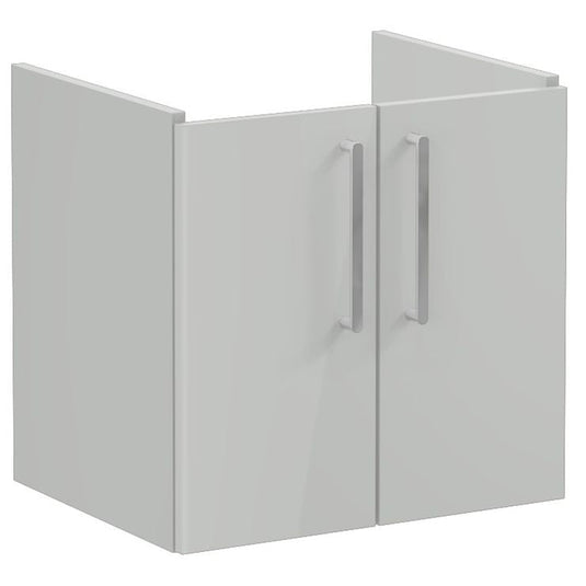 VitrA Root Flat 60cm 2 Door Wall Hung Washbasin Unit | Shiny Pearl Grey | 67873 - Envy Bathrooms Ltd