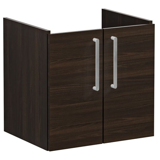 VitrA Root Flat 60cm 2 Door Wall Hung Slim Washbasin Unit | Walnut | 67840 - Envy Bathrooms Ltd