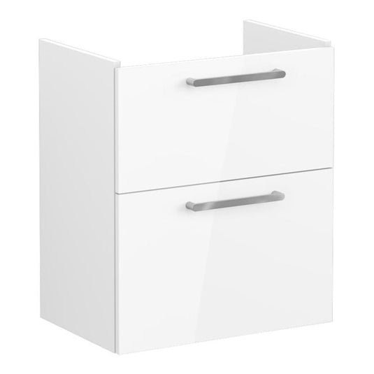 VitrA Root Flat 60cm 2 Drawer Slim Washbasin Unit | High Gloss White | 67852 - Envy Bathrooms Ltd