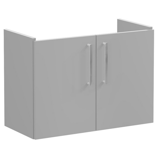 VitrA Root Flat 80cm 2 Door Wall Hung Slim Washbasin Unit | Matt Rock Grey | 67846 - Envy Bathrooms Ltd