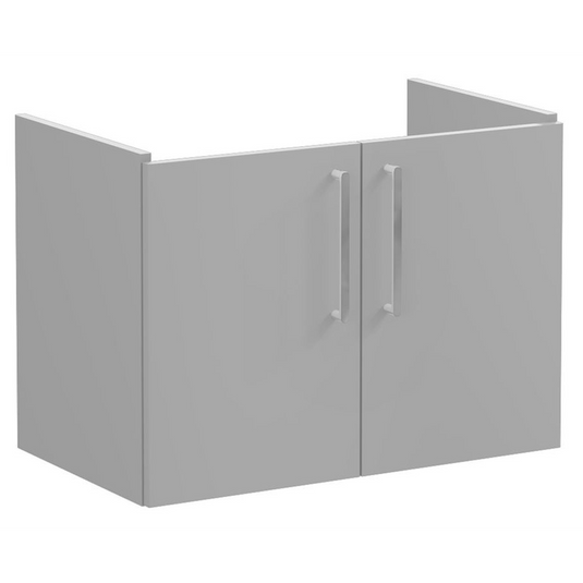 VitrA Root Flat 80cm 2 Door Wall Hung Washbasin Unit | Matt Rock Grey | 67886 - Envy Bathrooms Ltd