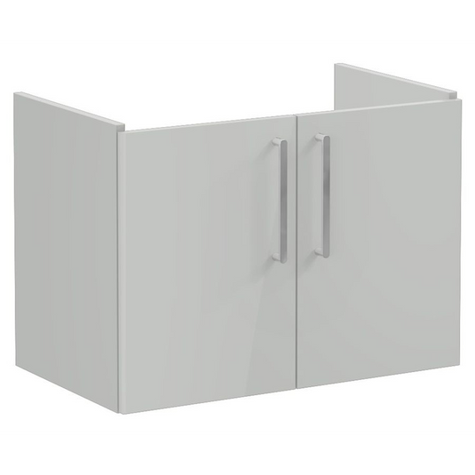 VitrA Root Flat 80cm 2 Door Wall Hung Washbasin Unit | Shiny Pearl Grey | 67883 - Envy Bathrooms Ltd
