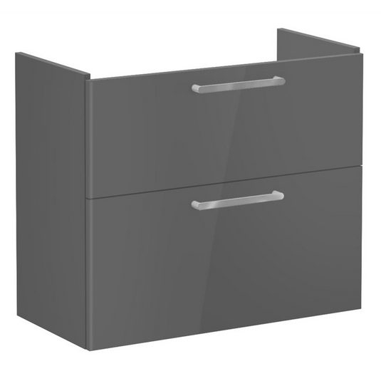 VitrA Root Flat 80cm 2 Drawer Slim Washbasin Unit | Anthracite High Gloss | 67864 - Envy Bathrooms Ltd