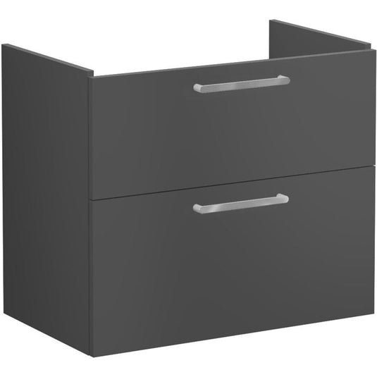 VitrA Root Flat 80cm 2 Drawer Washbasin Unit | Matt Storm Grey | 67957 - Envy Bathrooms Ltd