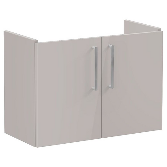 VitrA Root Flat 80cm 2 Door Wall Hung Slim Washbasin Unit | Bright Sahara Beige | 67845 - Envy Bathrooms Ltd