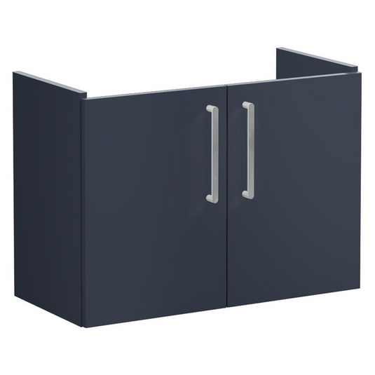 VitrA Root Flat 80cm 2 Door Wall Hung Slim Washbasin Unit | Matt Dark Blue | 67848 - Envy Bathrooms Ltd
